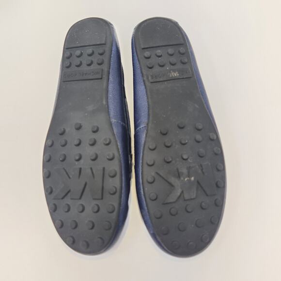 Michael Michael Kors Sutton Navy Blue Leather Moc Loafer Women Size 7M Bow Logo - Picture 9 of 9